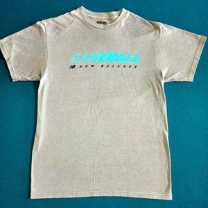 New Balance Baseball Logo Men's NB T-Shirt, Heather Grey/Navy/Teal, Size Medium